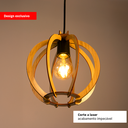 Ver imagem 2 de Luminária Lustre Pendente Vazado Aletado Mdf Madeira Rústico Cor:marfim