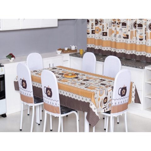 Toalha de Mesa 12 Cadeiras 4,50 X 1,40 Mesa Posta Cozinha Sala de Jantar Oxford Estampada:talher Beg
