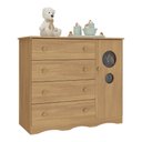 Ver imagem 2 de Cômoda Infantil 95cm 1 Porta com Vidro e 4 Gavetas Sonho Multimóveis Mp4474 Madeirado