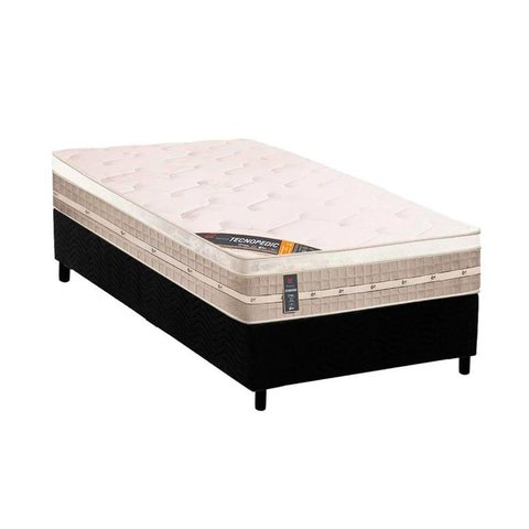 Cama Box Solteiro: Colchão Molas Castor Tecnopedic Premium + Base CRC Suede Black(88x188)