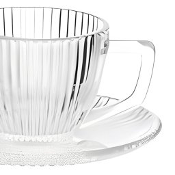 Jogo de Xícaras com Pires Graffiato para Café em Vidro Âmbar 90ml - 12 Peças - 4