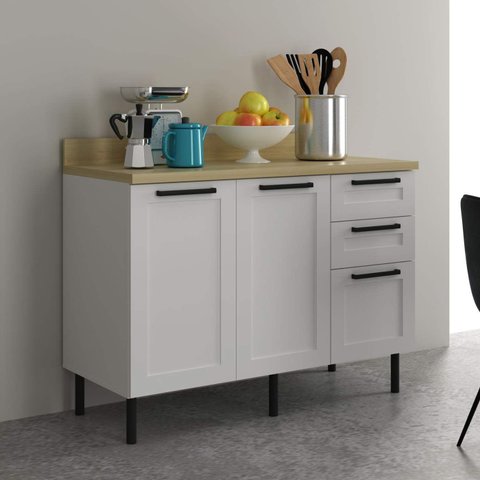 Armário Balcão de Cozinha 120cm com Tampo e Pés Phoenix Tecnomobili