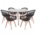 Ver imagem 2 de Kit Mesa Eames Vidro 110cm + 6 Cadeiras Web Wood - Seat&Co