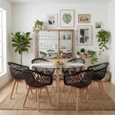Ver imagem 1 de Kit Mesa Eames Vidro 110cm + 6 Cadeiras Web Wood - Seat&Co