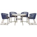 Ver imagem 1 de Mesa com 4 Cadeiras e Noronha Estofado 11 Trama Original Azul
