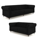 Ver imagem 2 de Conjunto de Sofá Sala de Estar Stanford Chesterfield 2 e 3 Lugares 200cm/260cm Pés Madeira Couro Pre