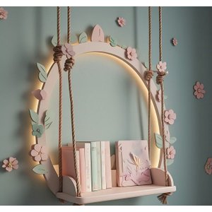 Prateleira Iluminada Balanço com Flores