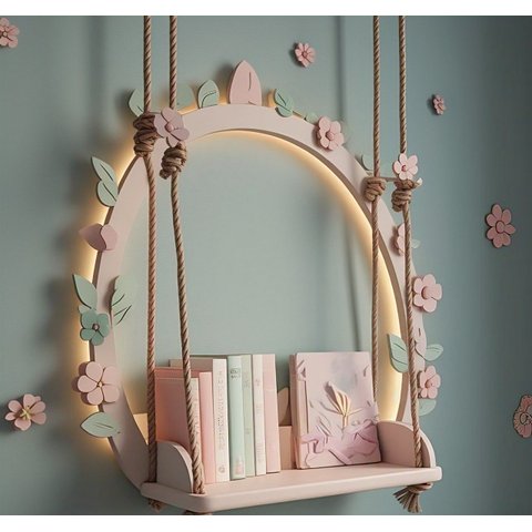 Prateleira Iluminada Balanço com Flores