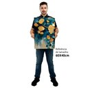 Ver imagem 2 de Kit Quadro Decorativo 3 Telas Canvas Flores Douradas em Tons de Azul Tacolado Moldura Flutuante 4,5c