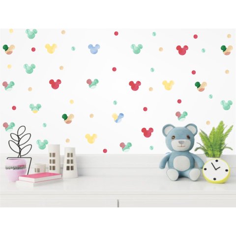 Adesivo de Parede Infantil Cabecinhas Mickey Aquarela