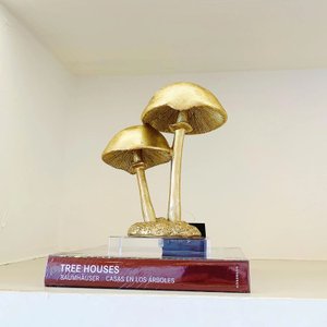 Escultura Cogumelo Dourado15,4x11x19cm