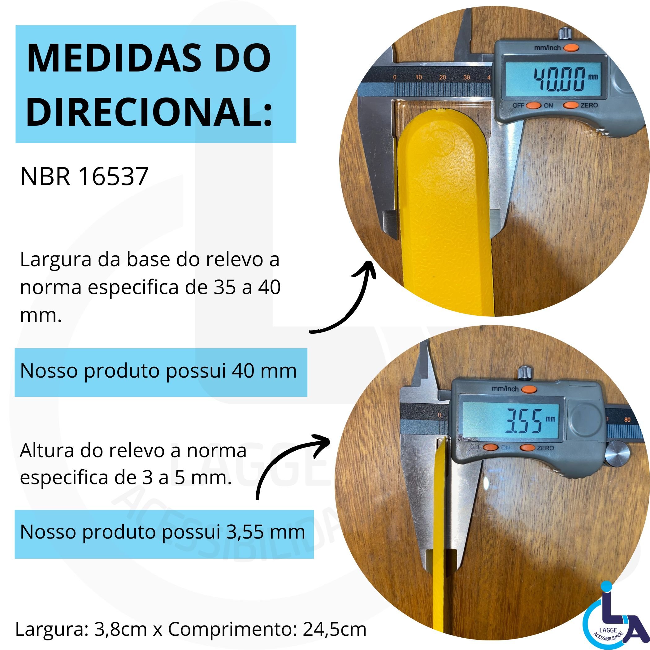 Elemento Tátil Direcional Pvc Adesivado Cinza - 2