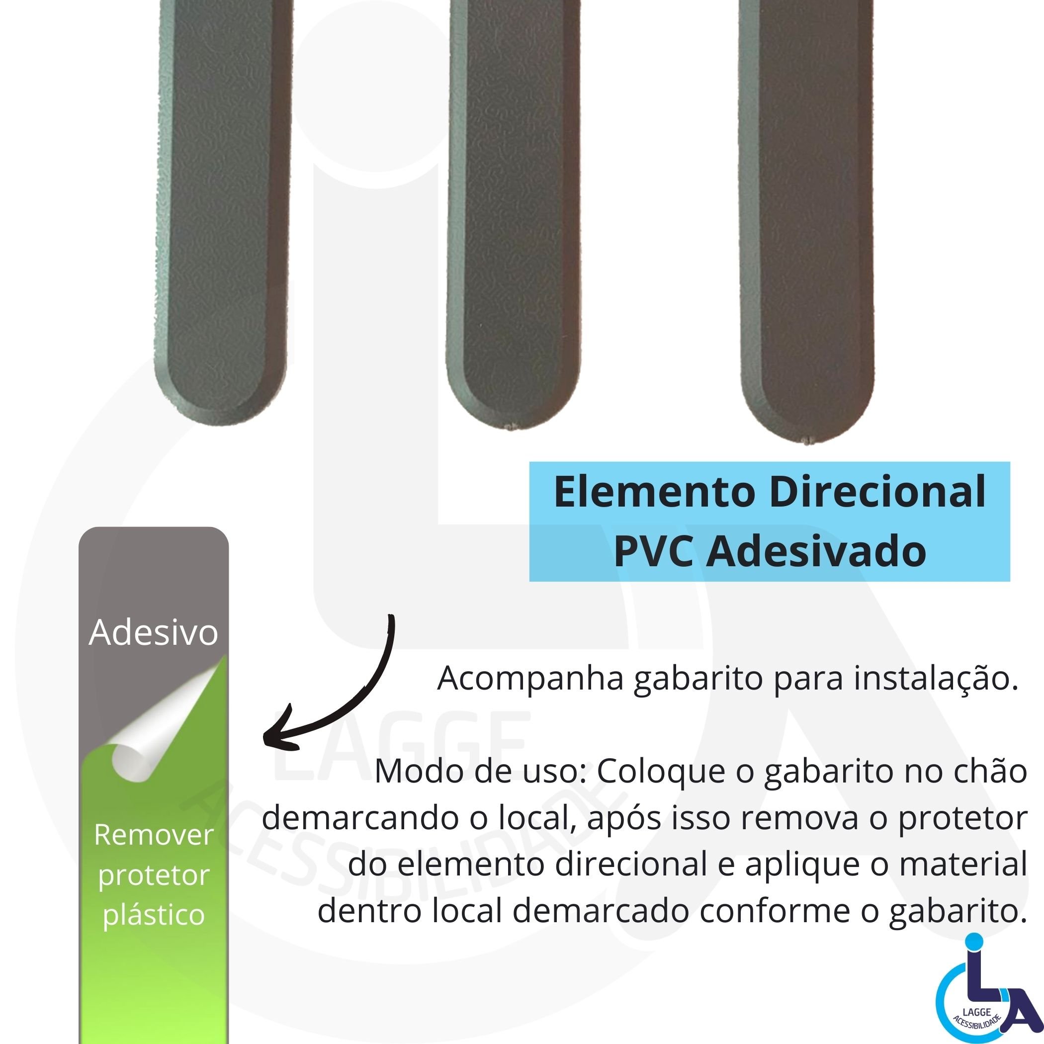 Elemento Tátil Direcional Pvc Adesivado Cinza - 4