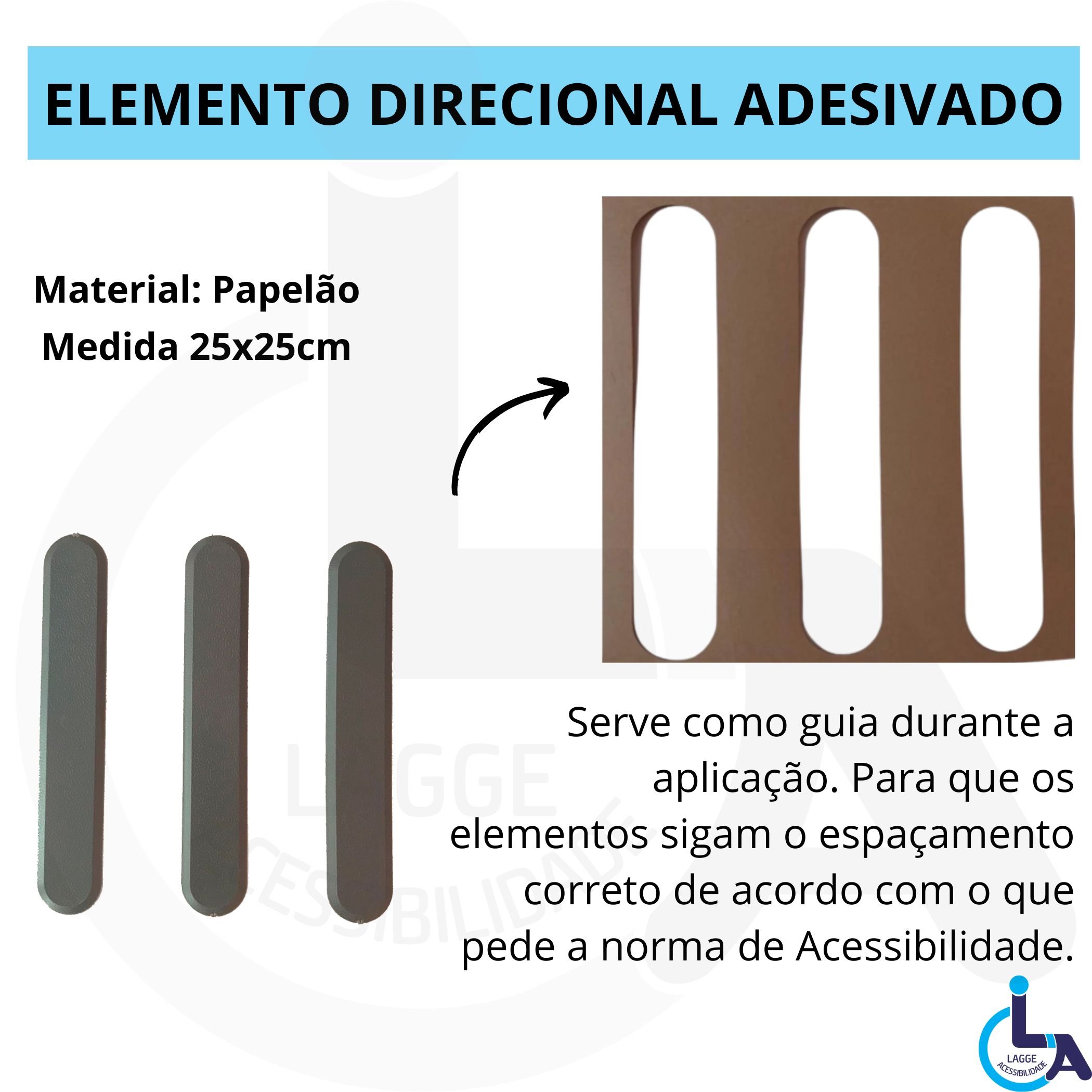 Elemento Tátil Direcional Pvc Adesivado Cinza - 3