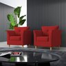 Kit 02 Poltronas para Sala Decorativas Isis Suede Vermelho Visan Estofados - 1