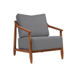 Poltrona Decorativa Vita Estofada Linho Cinza Chumbo - Mel - 2