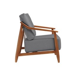 Poltrona Decorativa Vita Estofada Linho Cinza Chumbo - Mel - 5