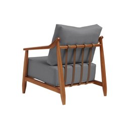 Poltrona Decorativa Vita Estofada Linho Cinza Chumbo - Mel - 3