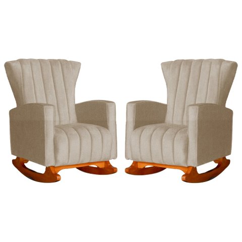 Conjunto 2 Poltronas Estofadas de Balanço Melinda Suede Cappuccino - LM DECOR