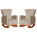 Ver imagem 1 de Conjunto 2 Poltronas Estofadas de Balanço Melinda Suede Cappuccino - LM DECOR