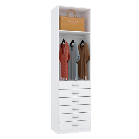 MÓDULO CLOSET TORRE COM 6 GAV. + CABIDEIRO M397.B (A250XL70XP50) MUNDI MOVEIS