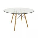 Ver imagem 1 de Mesa de Jantar Eiffel de Vidro 90cm Madeira