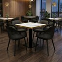 Ver imagem 2 de Conjunto Mesa de Jantar Quadrada Venezia 70x70cm Branca com 4 Cadeiras Estofadas Marcela - Preto
