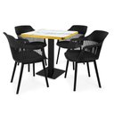 Ver imagem 1 de Conjunto Mesa de Jantar Quadrada Venezia 70x70cm Branca com 4 Cadeiras Estofadas Marcela - Preto