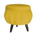 Ver imagem 4 de Combo Poltrona Decorativa E Puff Para Recepção Pétala Suede Mostarda - LM DECOR