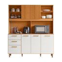 Ver imagem 4 de Armário de Cozinha Compacto 160cm Sicília Largo 6 Portas 2 Gavetas Freijo Ripado Off White Poliman