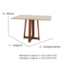 Ver imagem 3 de Mesa Delta Cor Freijó e Fendi 4 Lugares Retangular 1,2x0,90 - Madeira Maciça e Tampo de Vidro Colado