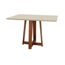 Ver imagem 1 de Mesa Delta Cor Freijó e Fendi 4 Lugares Retangular 1,2x0,90 - Madeira Maciça e Tampo de Vidro Colado