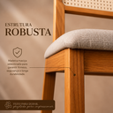 Ver imagem 3 de Kit 4 Cadeiras de Jantar Palha Estofada Linho Bege Encosto em Tela Sextavada Rubi Madeira Maciça Mel