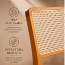 Ver imagem 4 de Kit 4 Cadeiras de Jantar Palha Estofada Linho Bege Encosto em Tela Sextavada Rubi Madeira Maciça Mel