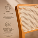 Ver imagem 4 de Kit 4 Cadeiras de Jantar Palha Estofada Linho Bege Encosto em Tela Sextavada Rubi Madeira Maciça Mel