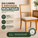 Ver imagem 5 de Kit 4 Cadeiras de Jantar Palha Estofada Linho Bege Encosto em Tela Sextavada Rubi Madeira Maciça Mel