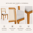 Ver imagem 7 de Kit 4 Cadeiras de Jantar Palha Estofada Linho Bege Encosto em Tela Sextavada Rubi Madeira Maciça Mel
