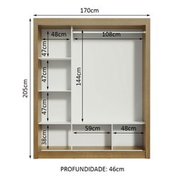 Guarda Roupa Casal Madesa Mônaco 3 Portas de Correr com Espelho - 7
