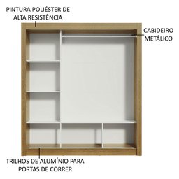 Guarda Roupa Casal Madesa Mônaco 3 Portas de Correr com Espelho - 6