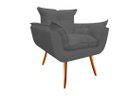 Ver imagem 4 de Kit Namoradeira + Poltrona Decorativa Opala Suede Cinza Pés Madeira Mz Decor