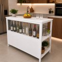 Ver imagem 2 de Bancada Ilha para Cozinha Design Industrial 1,50X70MT Tampo Branco Pés Branco