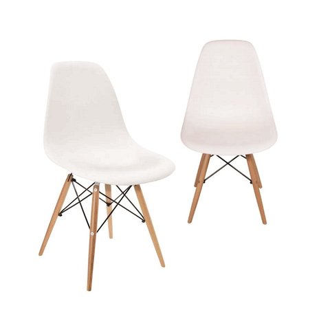 Kit 2 Cadeiras Charles Eames Eiffel Wood Design Branco