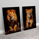 Ver imagem 1 de 2 Quadros Decorativos Leão e Leoa no Tronco Sala Quarto Casa Escritório