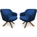 Ver imagem 1 de Kit 2 Poltronas Jade Base Giratória Giromad Veludo Azul - Casaepoltrona