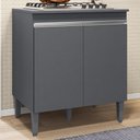 Ver imagem 2 de Balcao com Tampo para Cooktop 2 Pt 79 Cm Andreia Cinza Reajl Móveis