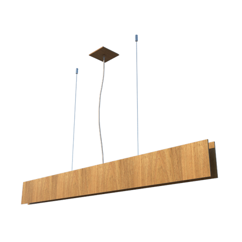Lustre Pendente Retangular LED 24w 2700k 135cm Madeira - Freijó
