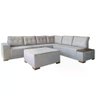 Sofá de Canto 5 Lugares com Puff Malibu Suede Aveludado Bege - 1