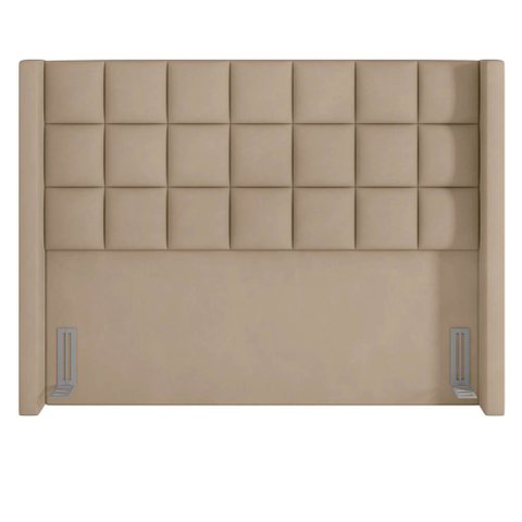 Cabeceira Casal 140cm Pisa P02 Veludo Bege - Mpozenato