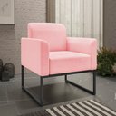 Ver imagem 2 de Kit 2 Poltronas Decorativas Isabella Base Industrial Suede Rosa Bebê/Preto Gran Belo