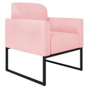 Ver imagem 7 de Kit 2 Poltronas Decorativas Isabella Base Industrial Suede Rosa Bebê/Preto Gran Belo